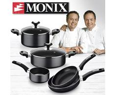 Monix Resistent Plus Kochtopf-Set, 5-teilig, 20 und 24 cm, Aluminium, Schwarz, 16, 7 cm