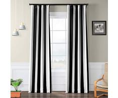 HPD Half Price Drapes BOCH-KC43-120 Verdunkelungsvorhang, gestreift, 1 Paneel, 50 x 120 cm, Schwarz / Weiß