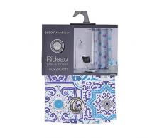 COTON DINTERIEUR Baumwolle innen-Persischen Ösenvorhang, Baumwolle, blau, 140 x 240 cm