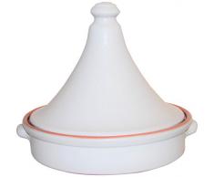 Amazing Cookware Tajine aus Terrakotta, rund mit natürlichen Innen, matt weiß, 20 x 20 x 19 cm
