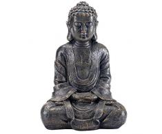 30,5 cm meditierend sitzender Buddha Statue Figur mit Rustikal Grau Finish