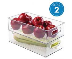 iDesign 70530M2EU Aufbewahrungsboxen für Kühlschrank Gefrierschrank Küche, 2 Stück, 20,32 x 10,16 x 36,83 cm, durchsichtig, plastik
