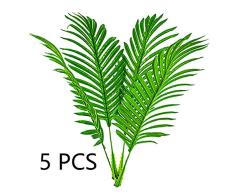 Lanldc 5 Pack 66 cm Künstliche Palm Pflanzen Blätter Faux Fake Große Tropical Palm, Bleibt Nachahmung Leaf Green Grün Pflanzen für Home Kitchen Party Blumen Arrangement Hochzeit Dekorationen