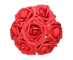 50 Stück künstliche Blumen, fühlen sich echt an, Schaumstoff-Rosen, Dekoration für Hochzeit, Brautjungfer, Brautstrauß, Mittelstücke, Party rot