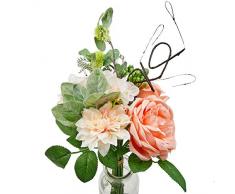 Flojery 1 Strauß künstliche Rosen Seide Dahlia Fake Flower Bouquet Braut Brautjungfer hält Blumen für Haus Hotel Büro Hochzeit Party Garten Kunst Decor Peach pink