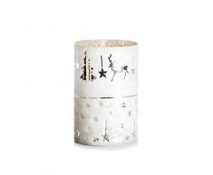 EUROCINSA Ref. 28026 Teelichthalter aus weißem Glas mit Hirschen und Sternen 12,5 Øx19 cm 1 Stück, Einheitsgröße