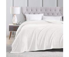 EXQ Home Fleecedecke für Bett oder Couch – superweiche Mikrofaser-Flanelldecke für Erwachsene oder Haustiere (leicht, Nicht fusselnd) Casual Queen weiß