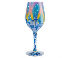 Enesco 6006953 Designs by Lolita New York Nights Weinglas, handbemalt New York 15 Ounce mehrfarbig