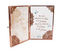 Pavillon – Because Someone We Love is in Heaven There is a Little Bit of Heaven in Our Home – In Memory Klar Glas und Metall Kupfer faltbar 10,2 x 15,2 cm Bilderrahmen