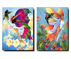 Impact-Poster Galerie Wanddekoration – Dame (Mädchen) Schmetterling und Fee Maiden Badezimmer Fantasie Bild 40,6 x 50,8 cm 2 Set Kinderzimmer Poster