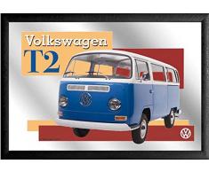 empireposter - Volkswagen - Bulli - T2 - Größe (cm), ca. 30x20 - Bedruckter Spiegel, NEU - Beschreibung: - Bedruckter Wandspiegel mit schwarzem Kunststoffrahmen in Holzoptik -
