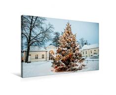 Premium Textil-Leinwand 75 x 50 cm Quer-Format Zu Weihnachten leuchtet der Weihnachtsbaum vor dem Schloß | Wandbild, HD-Bild auf Keilrahmen, Fertigbild auf hochwertigem Vlies, Leinwanddruck von Gerald Pohl
