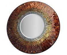 Lulu Decor, baltischer Bernstein Mosaik Wandspiegel, dekorative handmade abgeschrägte Runde Spiegel, Durchmesser 59,7 cm Spiegel 29,2 cm perfekt für Einzugs Geschenk.