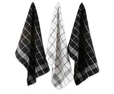 J & M Home Fashions Waffelmuster Küche Handtuch Set 6er Pack schwarz