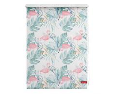 Lichtblick Rollo Klemmfix, 70 x 150 cm mit Motiv Flamingo - Rosa Grün Montage ohne Bohren, moderner Sicht-und Sonnenschutz, Motivrollo, lichtdurchlässig & Blickdicht
