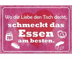 Schatzmix Spruch Wo die Liebe den Tisch deckt Metallschild 20x30 Deko Blechschild, Blech, Mehrfarbig, 20x30 cm