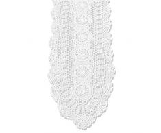 KEPSWET TideTex Rustikale handgehäkelte Blumen-Tischdecke mit Lochmuster aus Spitze, Tischläufer, Schlichter Solider Läufer für Schrank/Esszimmer/Tischdekoration, Baumwolle, weiß, 12 x 36