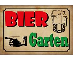 Schatzmix Bier Garten Linke Hand beiges Metallschild 20x30 Deko tin Sign Blechschild, Blech, Mehrfarbig, 20x30 cm
