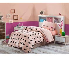 Eponj Home Bettwäsche-Set für Einzelbett 140 x 200 cm Powder Black Fuchsia