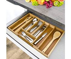 BAKAJI Besteckkasten Schublade 33.5 x 29 x 5 cm Bamboo Naturale