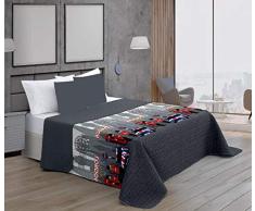 ForenTex Tagesdecke London Grau Wendbar Thermo Sommer/Frühling mit Kissenbezug Bett 150 cm 3