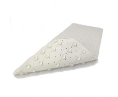 SafeLand Rutschfeste Badewannenmatte, umweltfreundlich, PVC-frei, hohe Größe, maschinenwaschbar, schimmelresistent, leistungsstarke Saugnäpfe mit Saugnäpfen, Ablauflöcher, 14 x 36 cm, klassische Fliesen weiß