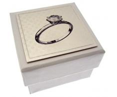 WHITE COTTON CARDS 5,5 x 5,5 cm, Diamond Ring Favour Geschenkbox