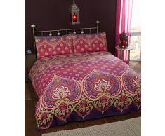 traditionellen ethnischen Double Bettwäsche Bettbezug & 2 Kissenbezüge Bett-Set Pink & Lila