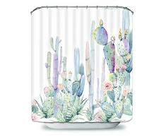 Payanwin Schlümpfe Yingda Badezimmer-Duschvorhang Tropische Kakteen mit 12 Haken, Kaktusblüten Bad-Vorhang, langlebig, wasserdicht, Stoff für das Badezimmer, 183 x 183 cm
