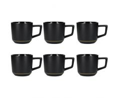 La Cafetière Kaffeebecher, Keramik, modern, mit goldfarbener Verzierung, 220 ml, Keramik, Matte Black/Gold, M
