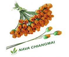 Nava Chiangmai Mini-Rosenknospe, Maulbeerblumenpapier, Hochzeitsblumen, Hochzeitsdekoration, künstliche Blumen, Maulbeerblumen, Papierrosenknospen, DIY Blumenstrauß, Scrapbooking Blumen Orange