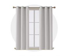 Deconovo Verdunkeln isoliert Blackout Tülle Fenster Vorhang Panel 106,7 cm, Polyester-Mischgewebe, Greyish White 4 pcs, 42x63