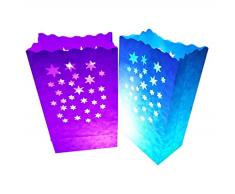 24 Stück Lichttüten Staubbeutel – Sterne Design Candle Bags – Flame Teelichthalter – Dekoration für Hochzeit, Halloween, Geburtstag, Neues Jahr, Party, Abendessen und Event Gelegenheit – Weiß (Sterne)