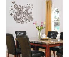 INDIGOS 4052166140829 Wandtattoo w651 Partei schöne Schmetterlinge und Blumen Wandaufkleber 120 x 115 cm, braun