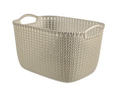 CURVER Strickoptik L 19 Liter Aufbewahrungskorb, Plastik, Oasis White, 39.5 x 29.5 x 23.6 cm