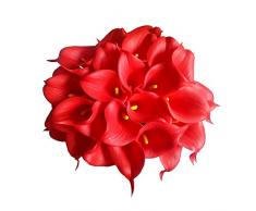 AntranStore 20 Stück Calla-Lilien Brautstrauß Brautstrauß Kopf Latex Real Touch Künstliche Blume Home Party Decor rot