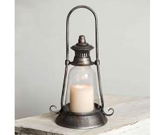 CTW Home Collection Edmonton Kerzenlaterne - Metall-Laterne Kerzenhalter, rustikale Innen-/Außenleuchte für Ihr Zuhause, modernes rustikales Landhaus-Stil