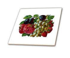 3dRose Viktorianischer Gruppe von Obst mit Pflaumen, Trauben, Erdbeeren und Tomatoes-Ceramic Fliesen, 20,3 cm (CT 170659 _ 3)