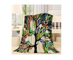 SIGOUYI Leicht Fleece Decken Wendedecke Cozy Plüsch Mikrofaser ganzjährig Decke für Bett/Couch, Colorful Tree of Life Art Design Modern 60(L) x80(W) Multi