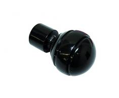 GARDINIA Endknöpfe für Gardinenstangen, 2 x Endstück Kugel, Serie Chicago, Metall, Schwarz, Durchmesser 20 mm