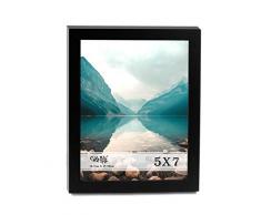 CAVEPOP Bilderrahmen aus Holz, 12,7 x 17,8 cm, mit Matte, zum Aufhängen an der Wand, Schwarz