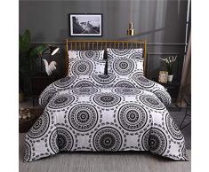 Argstar Bettwäsche-Set, indisches Bohemianisches Bettwäsche-Set, Boho Mandala Schmusetuch 2-teilig Twin, 3-teilig Queen, 3-teilig King-Size-Bett Modern Duvet Cover King Bohemian F Schwarz/Weiß