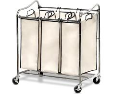 simplehouseware schwere 3-Bag Wäschesortierer Warenkorb, Chrom Chrome