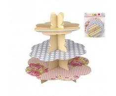 HABI 1361 C Etagere 3 Etagen, Dekor Punkte, Pappe, Mehrfarbig