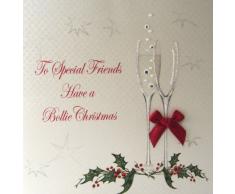 WHITE COTTON CARDS X63 Weihnachtskarte, englische Aufschrift Special Friends Have, handgefertigt, Weiß