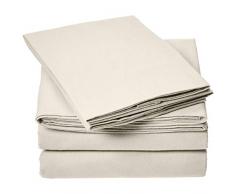 AmazonBasics Everyday Flanell-Bettwäsche Bettlaken-Set California King beige