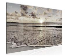 Bilder Sonnenuntergang Strand Wandbild 200 x 80 cm Vlies - Leinwand Bild XXL Format Wandbilder Wohnzimmer Wohnung Deko Kunstdrucke Grau 5 Teilig - MADE IN GERMANY - Fertig zum Aufhängen 607955c