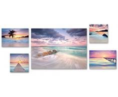 Eurographics 5er Pink Sunset Set Leinwandbild, Leinwand, Bunt, verschidenen Größen, 5