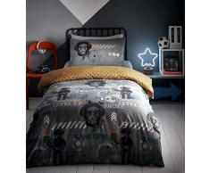 Portfolio Gamer Bettwäsche-Set, wendbar, leuchtet im Dunkeln, Bettbezug, Teenager, Kinderbettwäsche-Set, Grau, Doppelbett