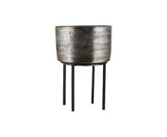 House Doctor Pflanzgefäß Kazi Silber oxidiert, Oxidiertes Silber, H: 42 cm, Dia: 28,5 cm